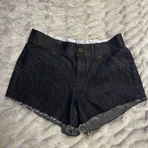 Lee Platinum Shorts Womens 10P Cut Off Blue Distressed Stretch 3" Rise Dark Wash - Picture 2 of 9